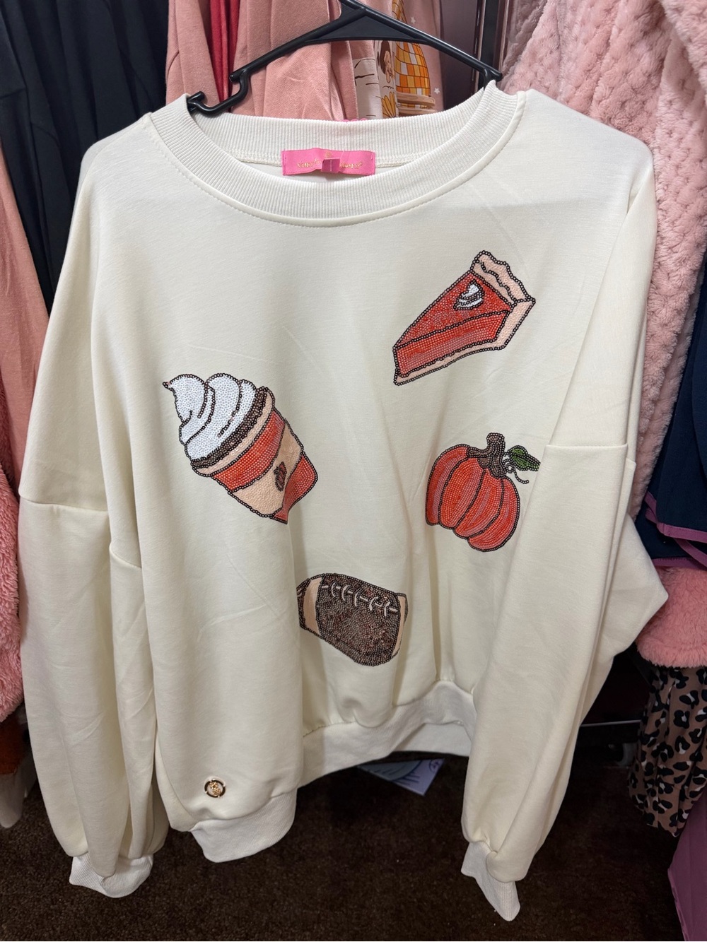 Simply Southern Cream Pullover with Fall Embroidered Treats
